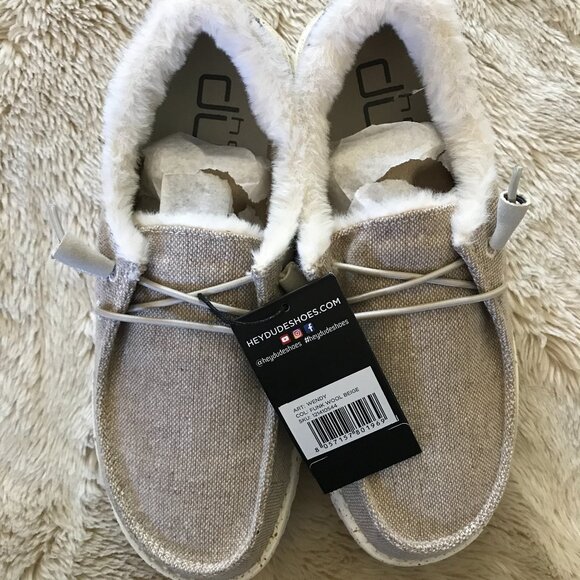 'Hey Dude' Wendy Funk Wool Beige - Size 7 - Picture 1 of 9